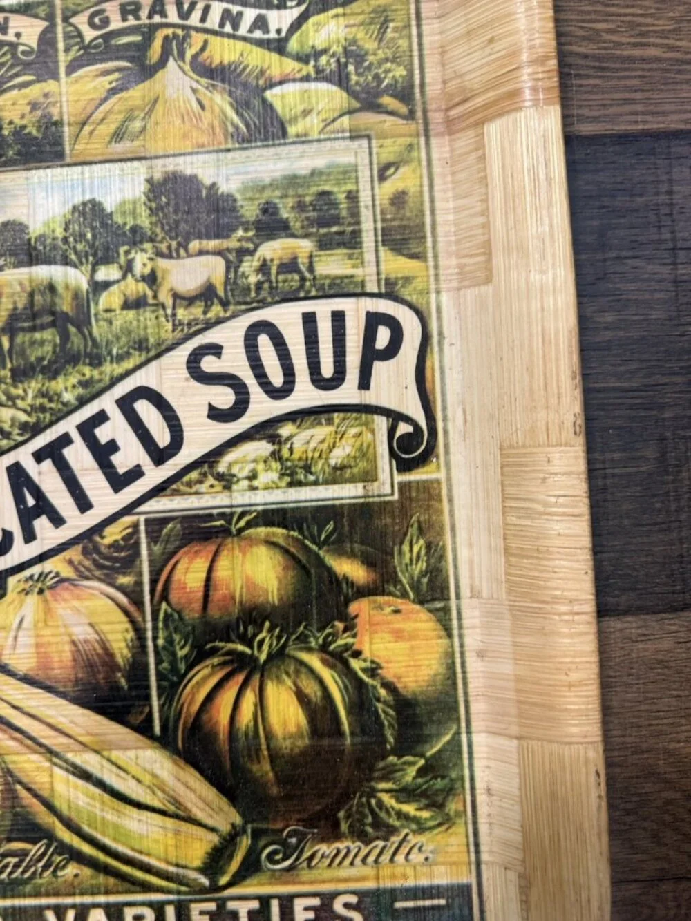 Vintage Edwards Desiccated Soup Advertising Ad Farmhouse Woven Bamboo Soup Tray